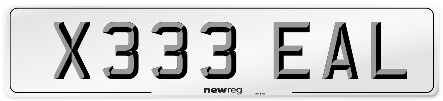 X333 EAL Number Plate from New Reg